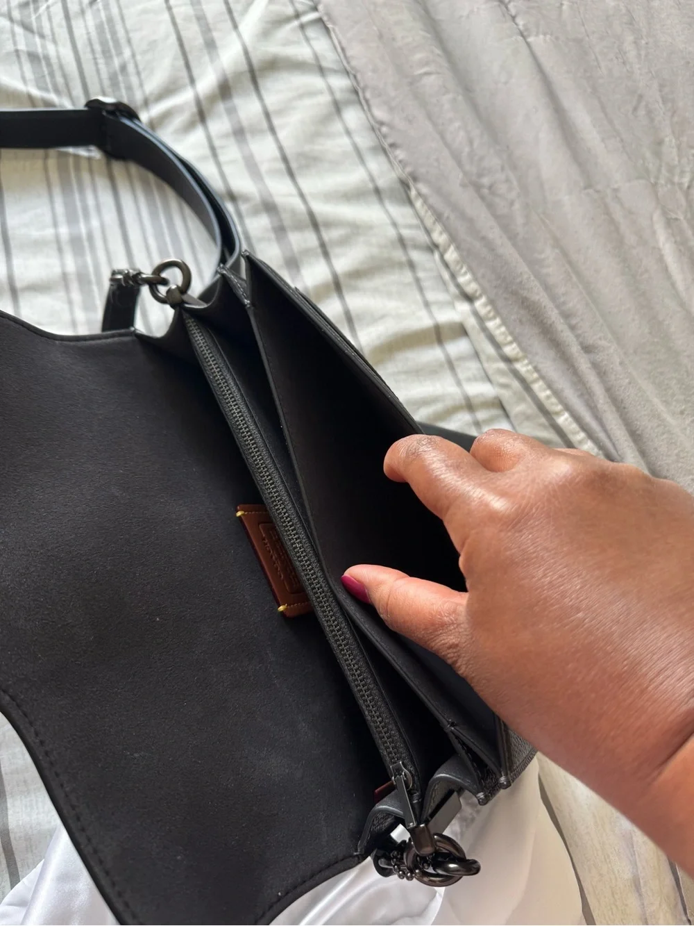 Coach Pebble Leather Black Tabby Crossbody with Signature 'C'